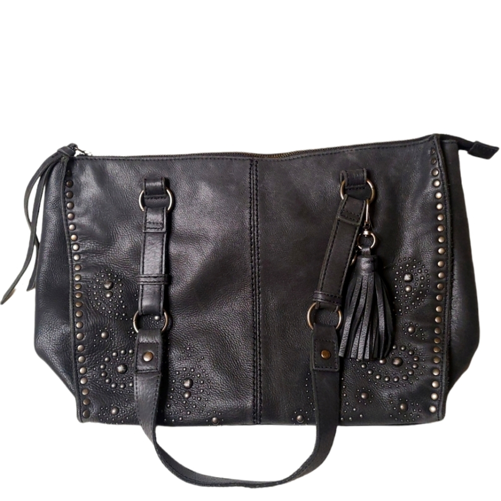 The Sak soft leather, like new, studded black and gunmetal bag